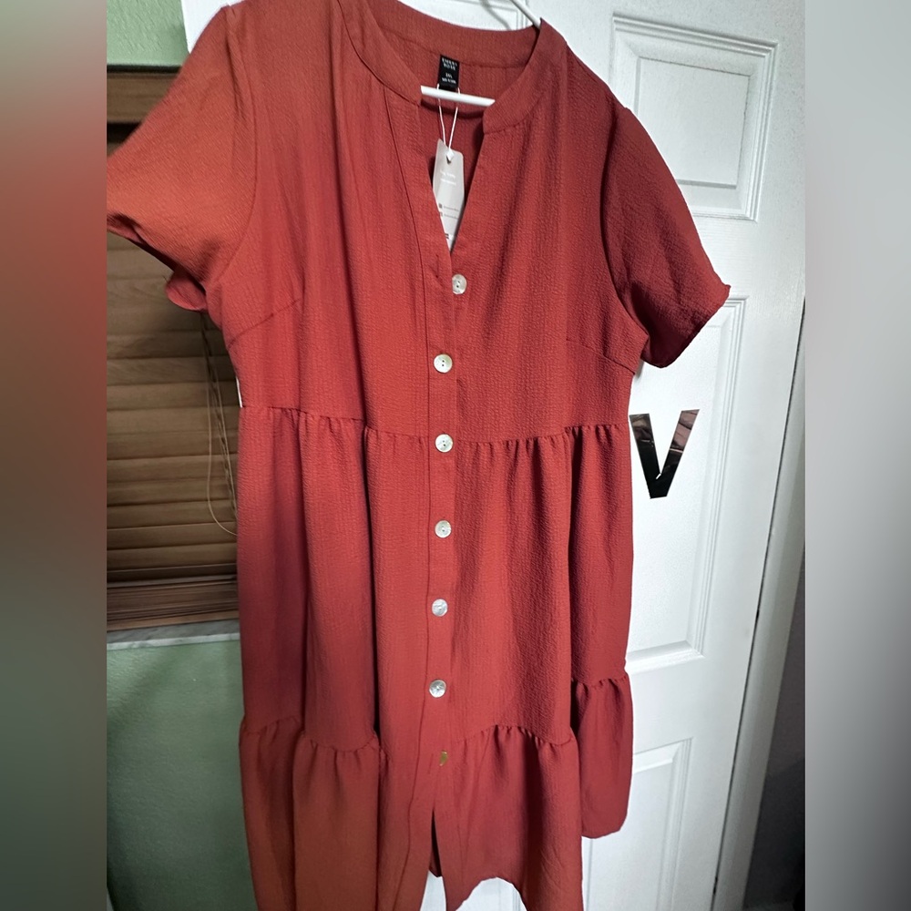 Rust Button-Down Dress